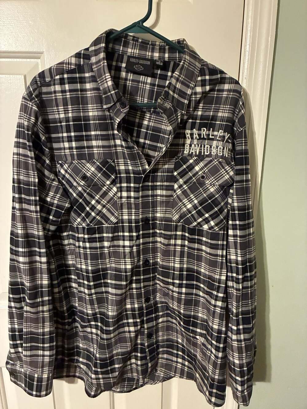Harley-Davidson Plaid Long Sleeve Shirt XL Gray
